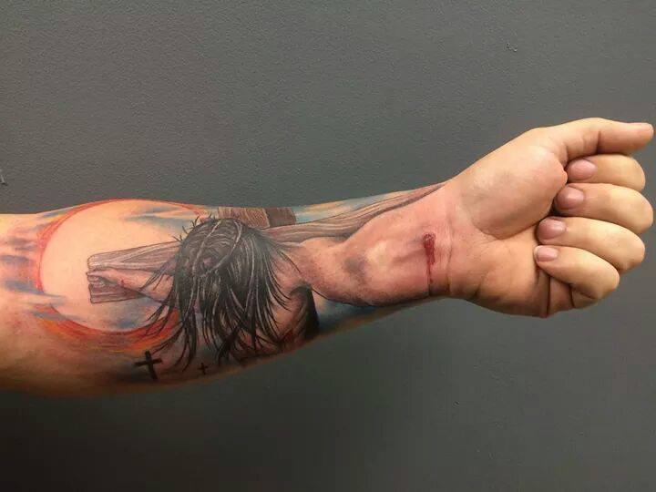 tattoo upper arm sleeve jesus｜TikTok Search